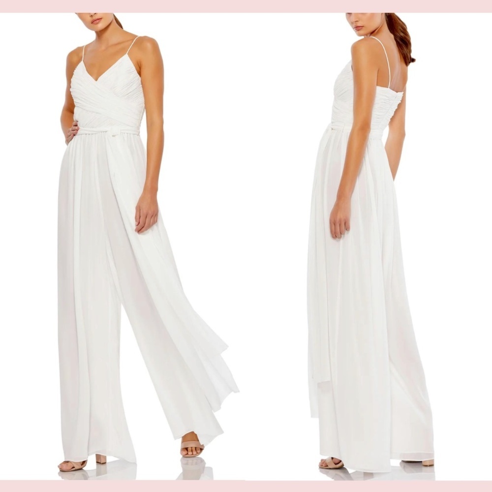 NWT $338 IEENA for Mac Duggal [ XL ] Pleated‎ Wide Leg Jumpsuit in White